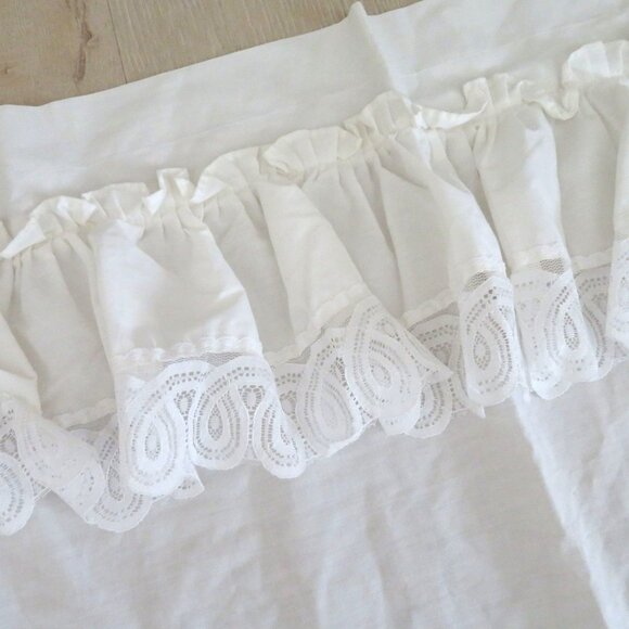 Vintage White Curtain Valance Lace Ruffle Tiered Swag Cottage Shabby Chic - Picture 4 of 15